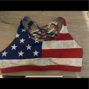 Born primitive American flag sports bra